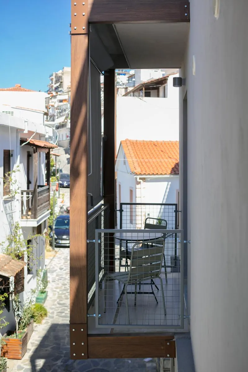 A balcony looking down the lane